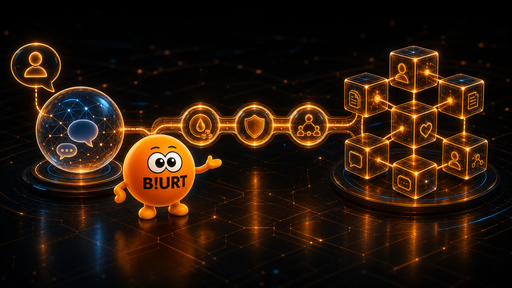 Blurtie 展示一座安全而明亮的桥梁,将 AI 对话与由 Blurt 账户和内容组成的去中心化网络相连。